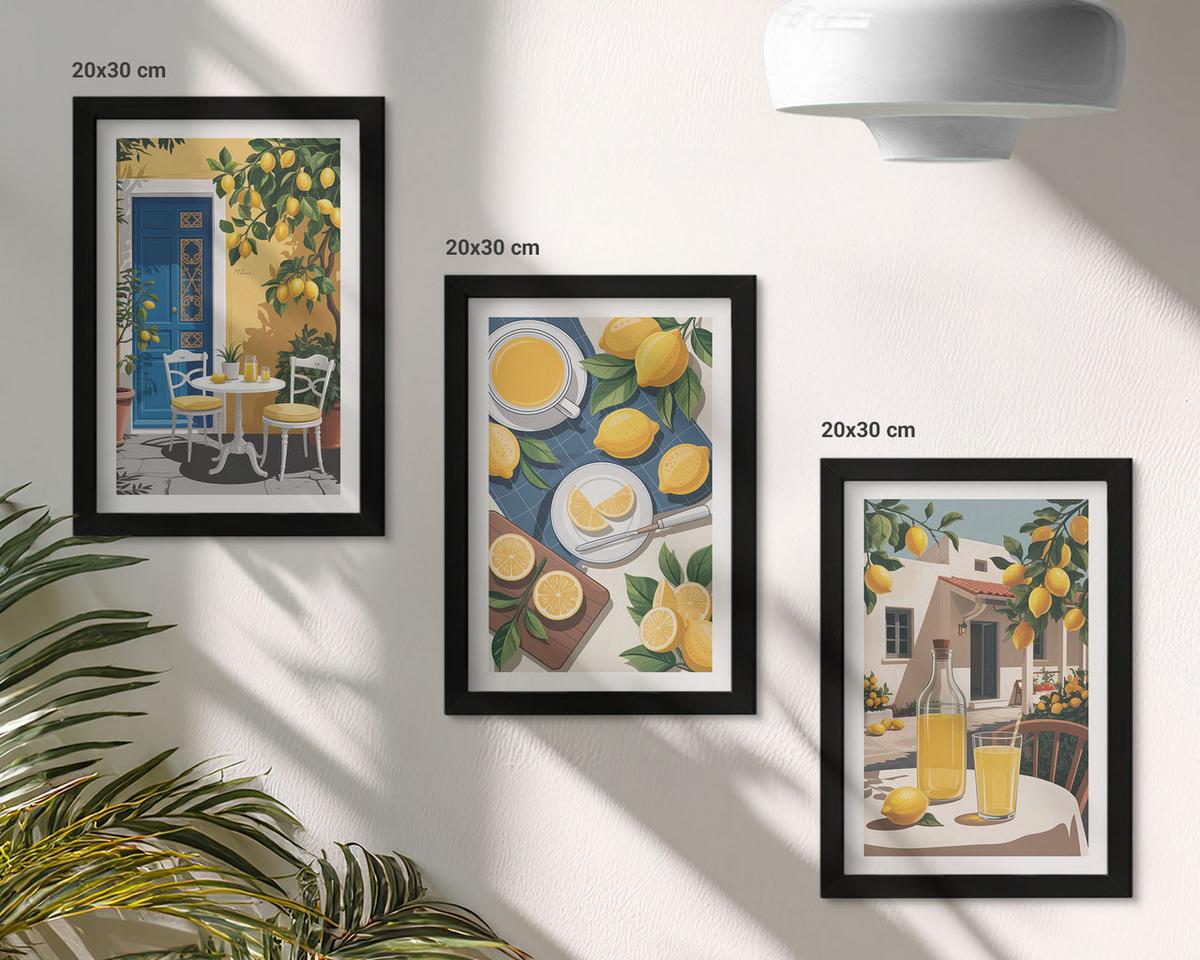 BILDER SET 3er Set - 20x30 cm Schwarzer Rahmen - Patio Sun Limonade - Schwarz, Kunststoff (20/30cm) - TULUP