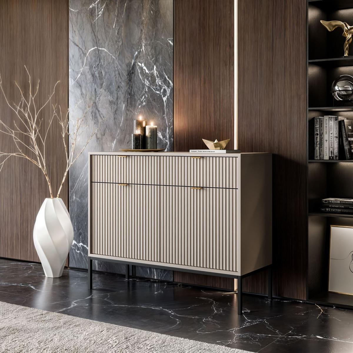 KOMMODE CORTADO KSZ104 MIT SCHUBLADEN KASCHMIR - Beige, Holzwerkstoff (104/83/39cm) - Lookway