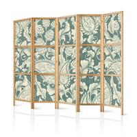 PARAVENT Japanischer 5-tlg 225x172 cm Pflanzen Ornamente - Multicolor, Holz/Textil (225/172/3cm) - Muralo