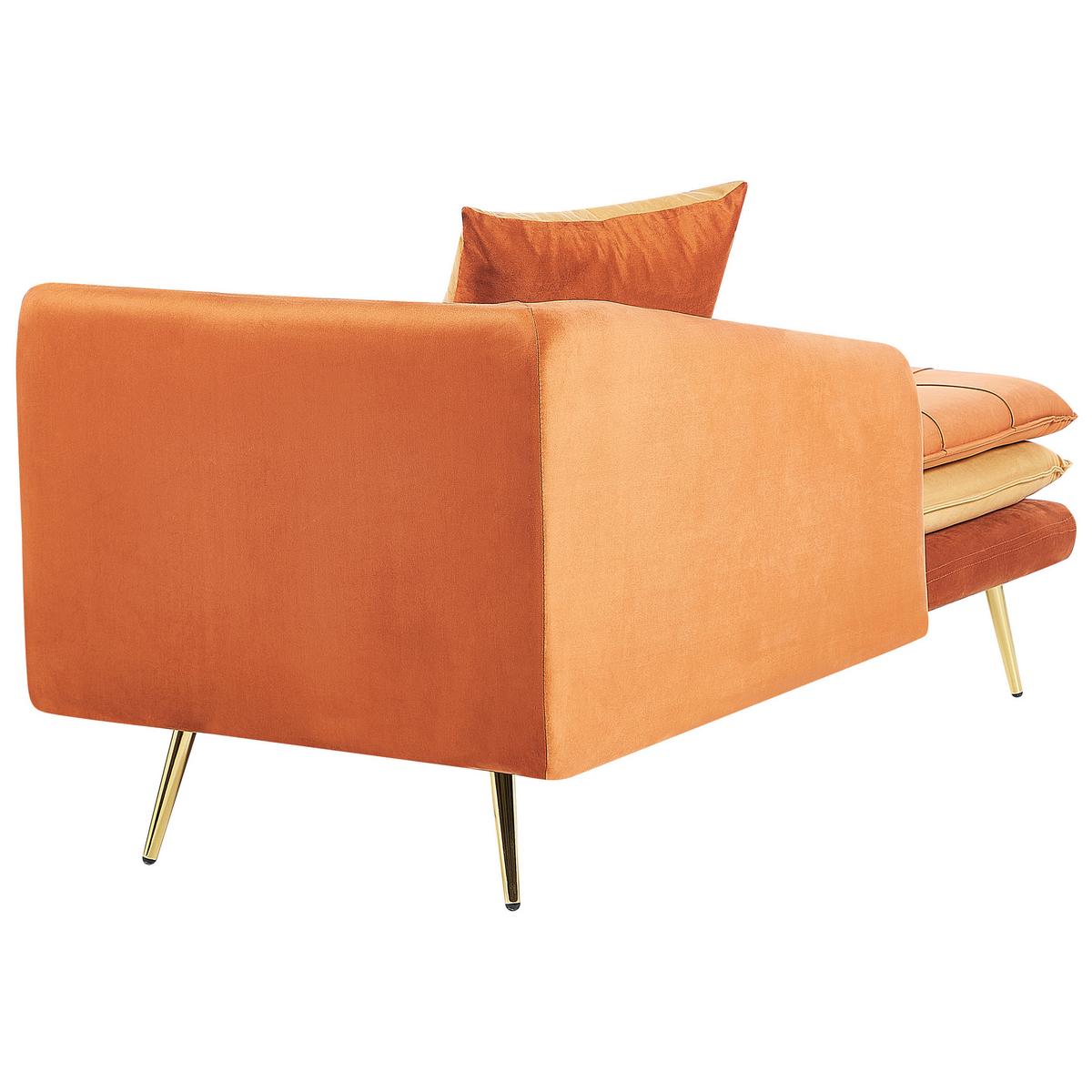 CHAISELONGUE-RECHTSSEITIGE Samtstoff Orange Gonesse - Goldfarben/Orange, Textil (160/72/79cm) - Beliani