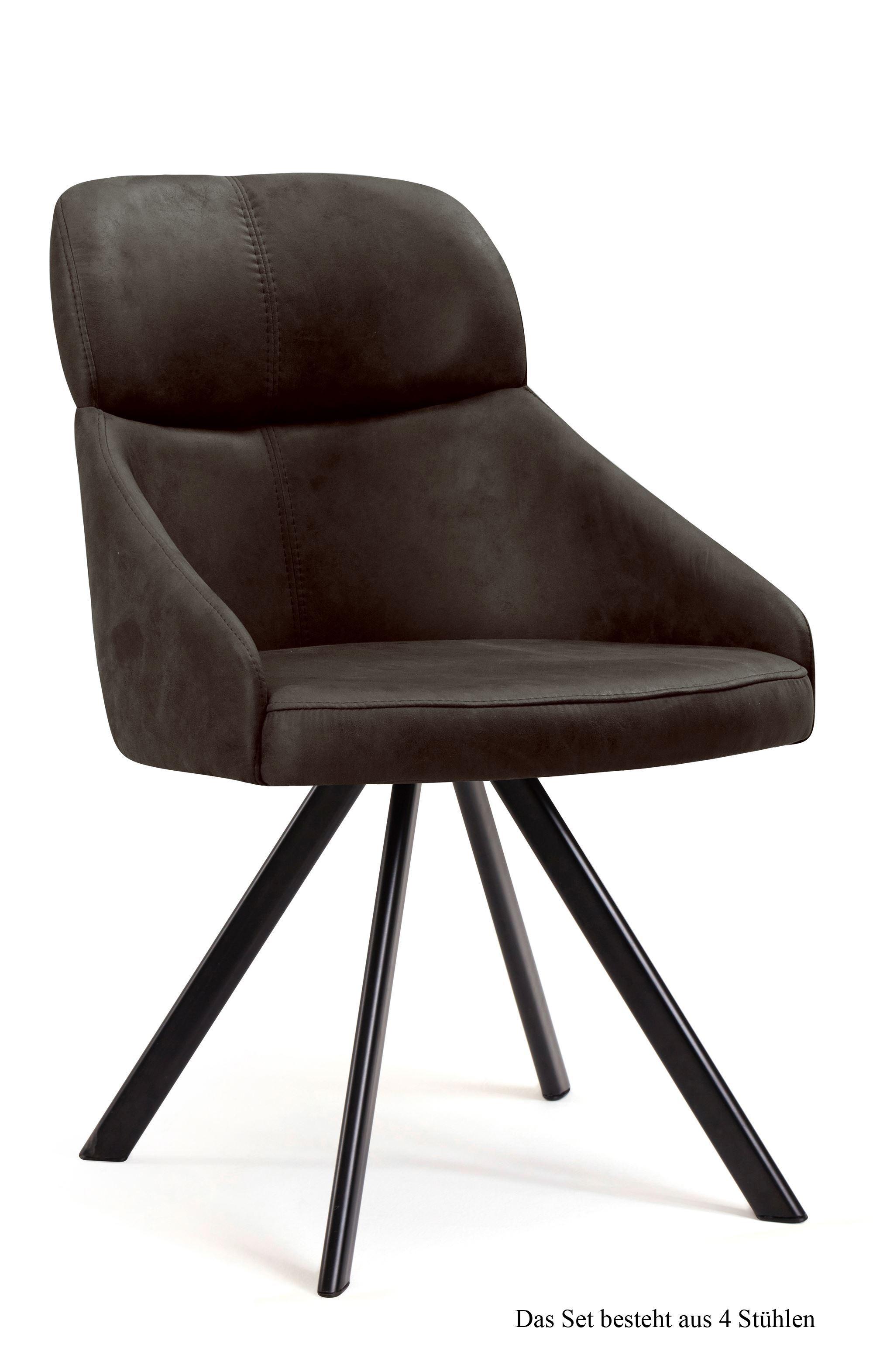 ESSZIMMERSTUHL drehbar (4er-Set) Diann 52x82x63 Schwarz/Espresso - Dunkelbraun/Schwarz, Kunststoff (63/82/52cm) - 58aufmkessel