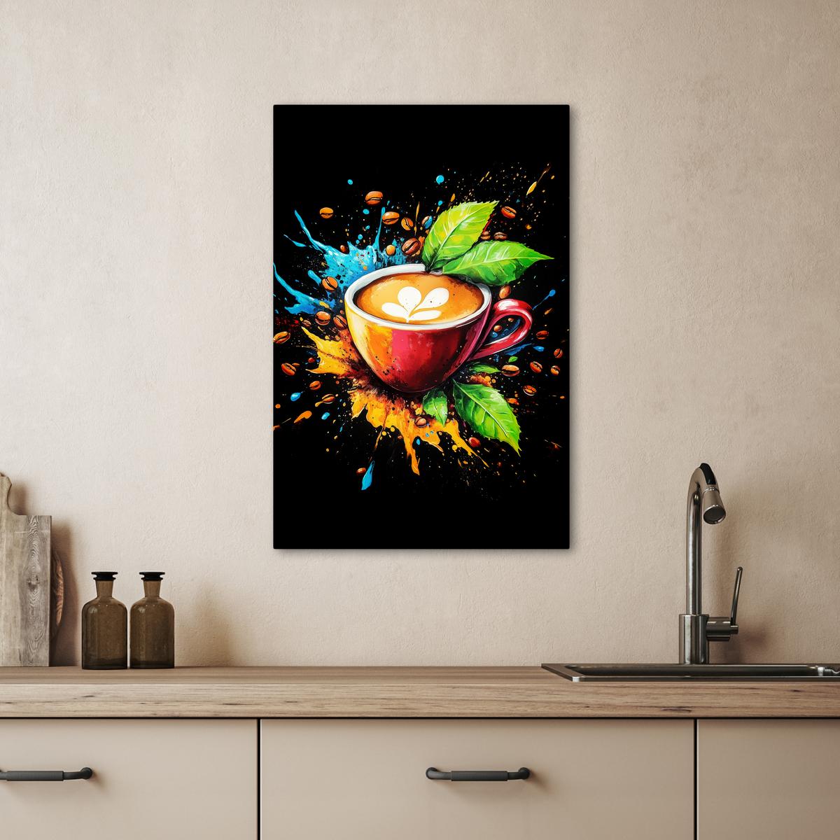 LEINWANDBILD Kaffee - Graffiti - Trinken - Abstrakt Wanddeko 40x60 cm - Mokka, Textil (40/60cm) - MuchoWow