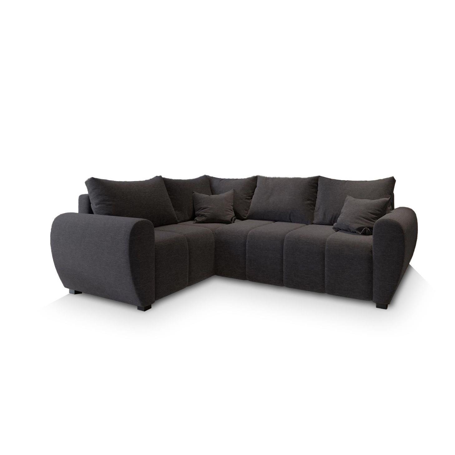 ECKSOFA MADISON L L-S Grau Dünner Stoff mit Schlaffunktion - Schwarz/Grau, Holz/Kunststoff (235/175cm) - MASSENO