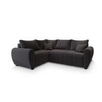 ECKSOFA MADISON L L-S Grau Dünner Stoff mit Schlaffunktion - Schwarz/Grau, Holz/Kunststoff (235/175cm) - MASSENO