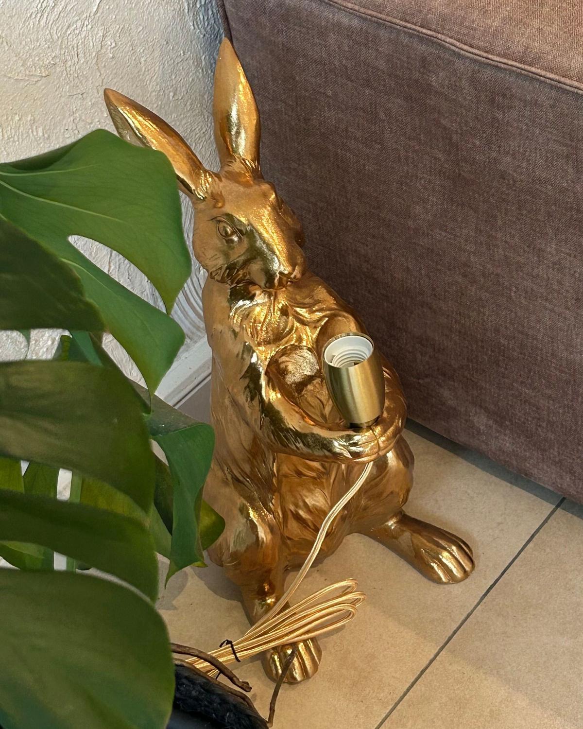 TISCHLAMPE Hase Gold Bugs - Messingfarben/Goldfarben, Kunststoff (26/23/53cm) - Beliani