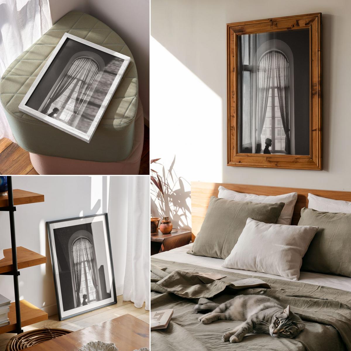 POSTER - 21x29 cm - Iris van Dijk - Vintage-Fenster - Schwarz, Textil (21/29.7/0.1cm) - TULUP