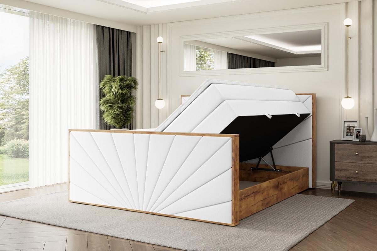 BOXSPRINGBETT mit Matratze H3|H4 und Lattenrost - LOLLI6-Z KING-200x200 - Weiß Kunstleder - Weiß, Holzwerkstoff (200/200cm) - ALTDECOR
