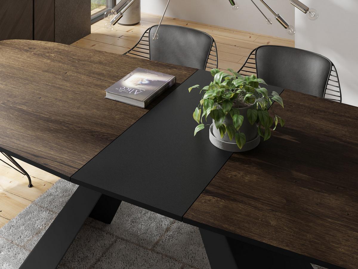 ESSTISCH Monte rechteckig ausziehbar, Lefkas Eiche 160-200/80/76 cm - Alteiche/Schwarz, Holzwerkstoff/Metall (80/198/76cm) - WFL GROUP