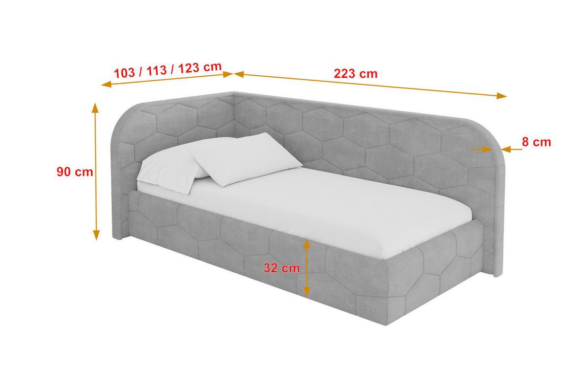 EINZELLBETT Jugendbett mit Bettkasten und Matratze H3/H4, Rechts - JAXY 80x200 Grau - Silberfarben, Holzwerkstoff/Textil (80/200cm) - ALTDECOR
