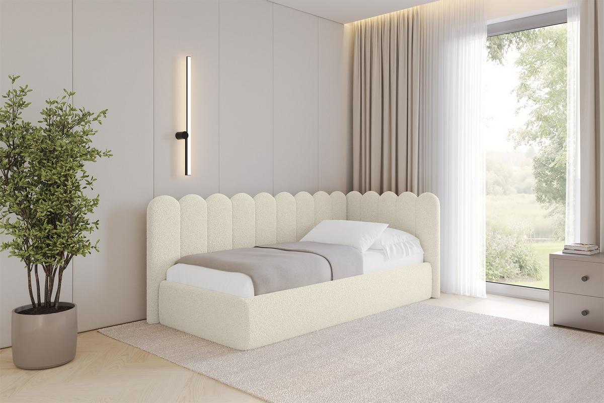 EINZELLBETT Jugendbett mit Bettkasten und Matratze H3/H4, Links - ARTY 100x200 Beige - Champagner, Holzwerkstoff/Textil (100/200cm) - ALTDECOR