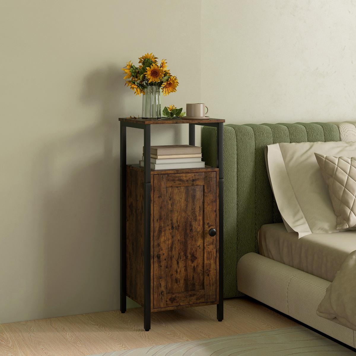 BEISTELLTISCH mit Stauraum, 2 offene Regale - Braun, Holzwerkstoff (34/30/80cm) - HOMCOM