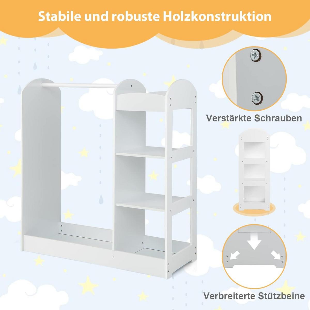 GARDEROBE Kinder Weiß - Weiß, Holz (94/100/38cm) - COSTWAY