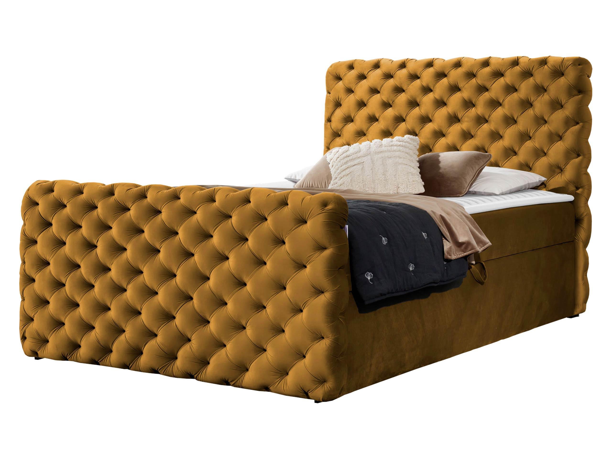 BOXBETT Chesterfield Lux - H3 - Bronzefarben, Holz (160/200cm) - MIRJAN24