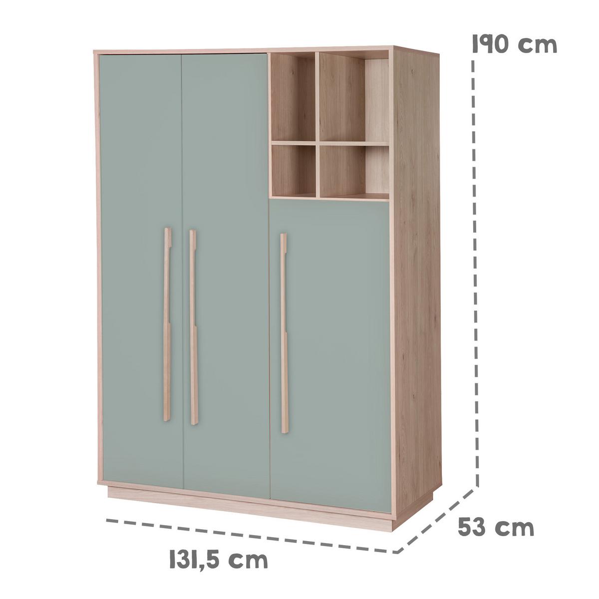 KINDERKLEIDERSCHRANK Selva - Grün, Holz (131.5/190/53cm) - Roba