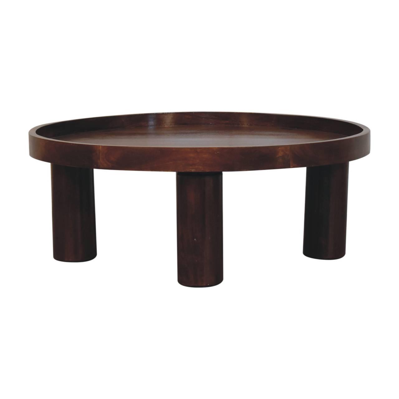 COUCHTISCH Crescent Kastanie, Zylindrische Beine, Dunkelbraun - Dunkelbraun, Holz (80/80/31cm) - Artisan Furniture