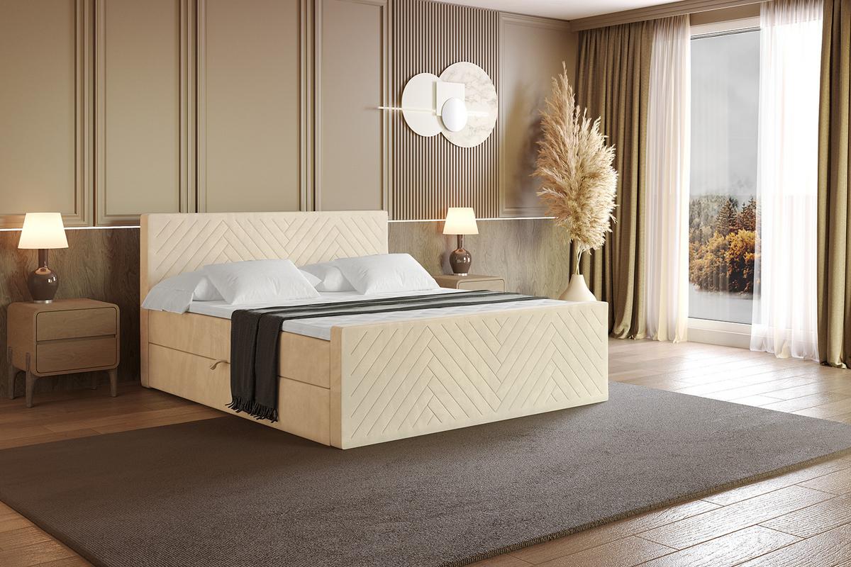 BOXBETT mit Matratze und Lattenrost - VEXA-Z - 120x200 - Beige Monolith - Beige, Holzwerkstoff (120/200cm) - ALTDECOR