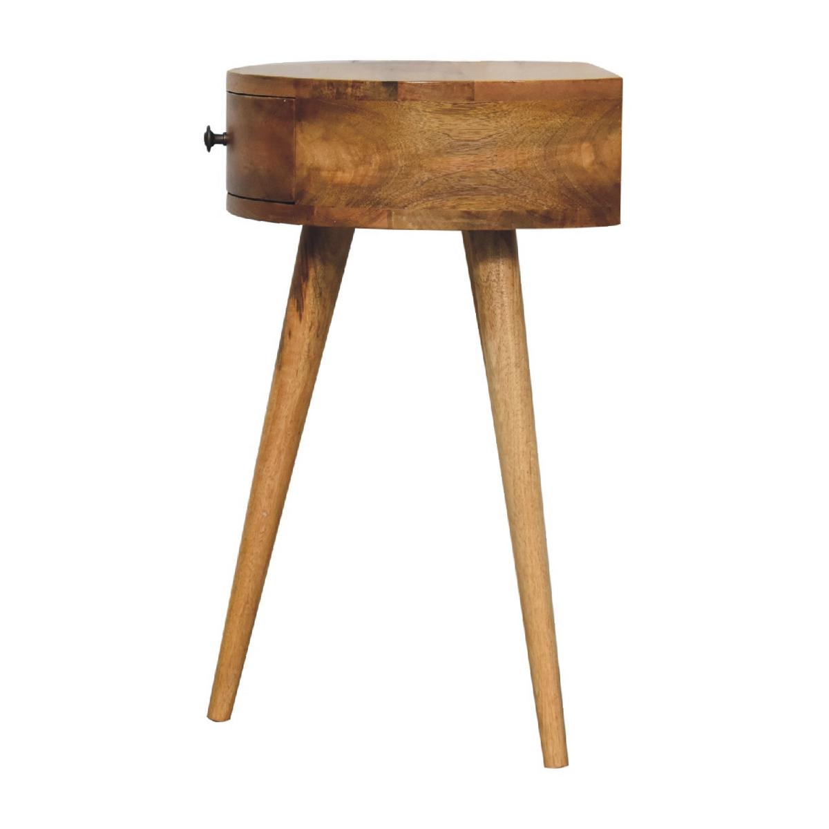 MINI NACHTTISCH rund, Eichenholzoptik, 1 Schublade, Nordische Beine, Beige - Beige/Messingfarben, Holz/Metall (40/52/32cm) - Artisan Furniture