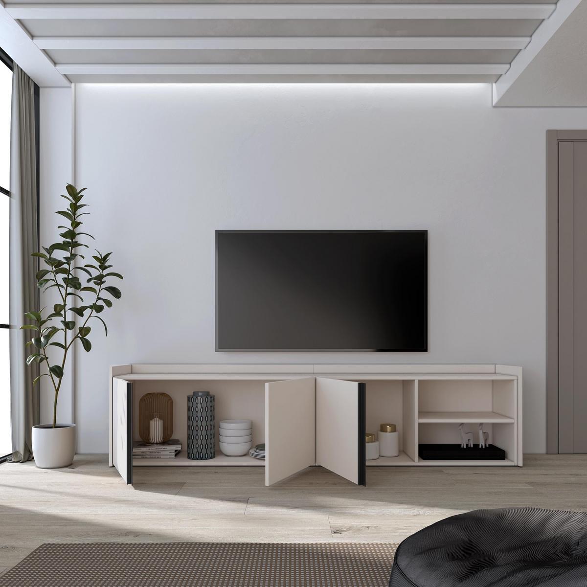 LOWBOARD, Beige, 207/35/50cm - Beige, Holzwerkstoff (207/50/35cm) - Skraut Home