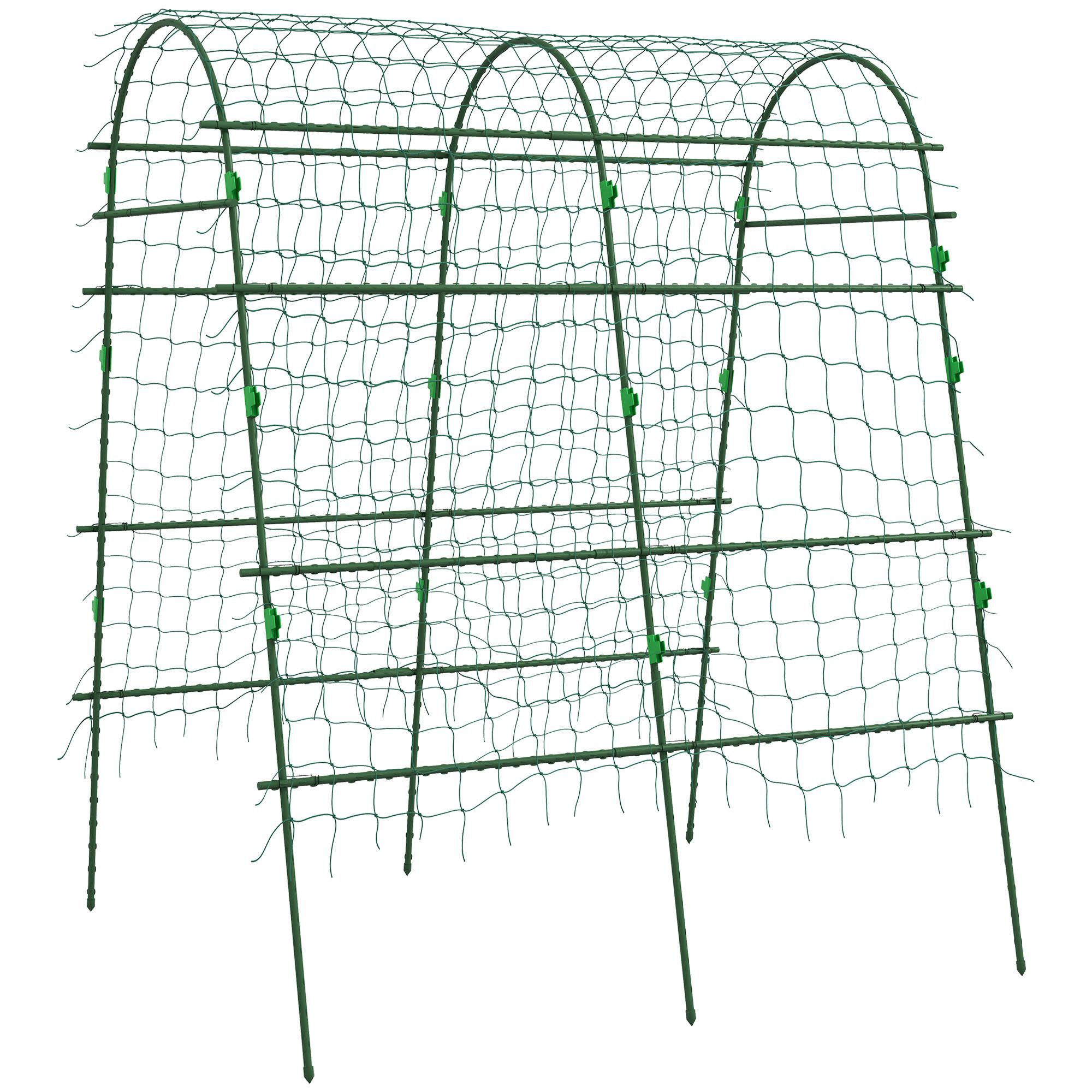 RANKHILFE für Kletterpflanzen, Verstellbares Spalier, für Garten, Balkon, Stahl, Grün - Grün, Metall (144/206/167cm) - Outsunny