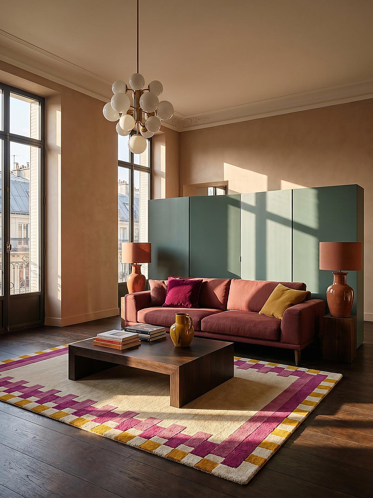 WOLLTEPPICH WENSUM, geometrisch, Rosa-Gelb, 200 x 290 cm - Rosa, Textil (290/200cm) - KADIMA DESIGN