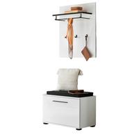 GARDEROBEN-SET 3-teilig weiß Hochglanz 80 cm, Kombination mit Stauraum - Dunkelgrau/Weiß Hochglanz, Holzwerkstoff/Kunststoff (80/200/40cm) - Furn.Design