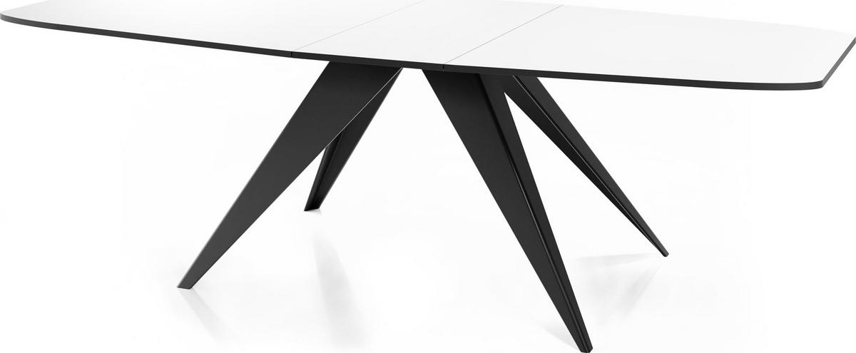ESSTISCH Foster rechteckig ausziehbar, Weiß 160-198/80/76 cm - Schwarz/Weiß, Holzwerkstoff/Metall (80/200/76cm) - WFL GROUP