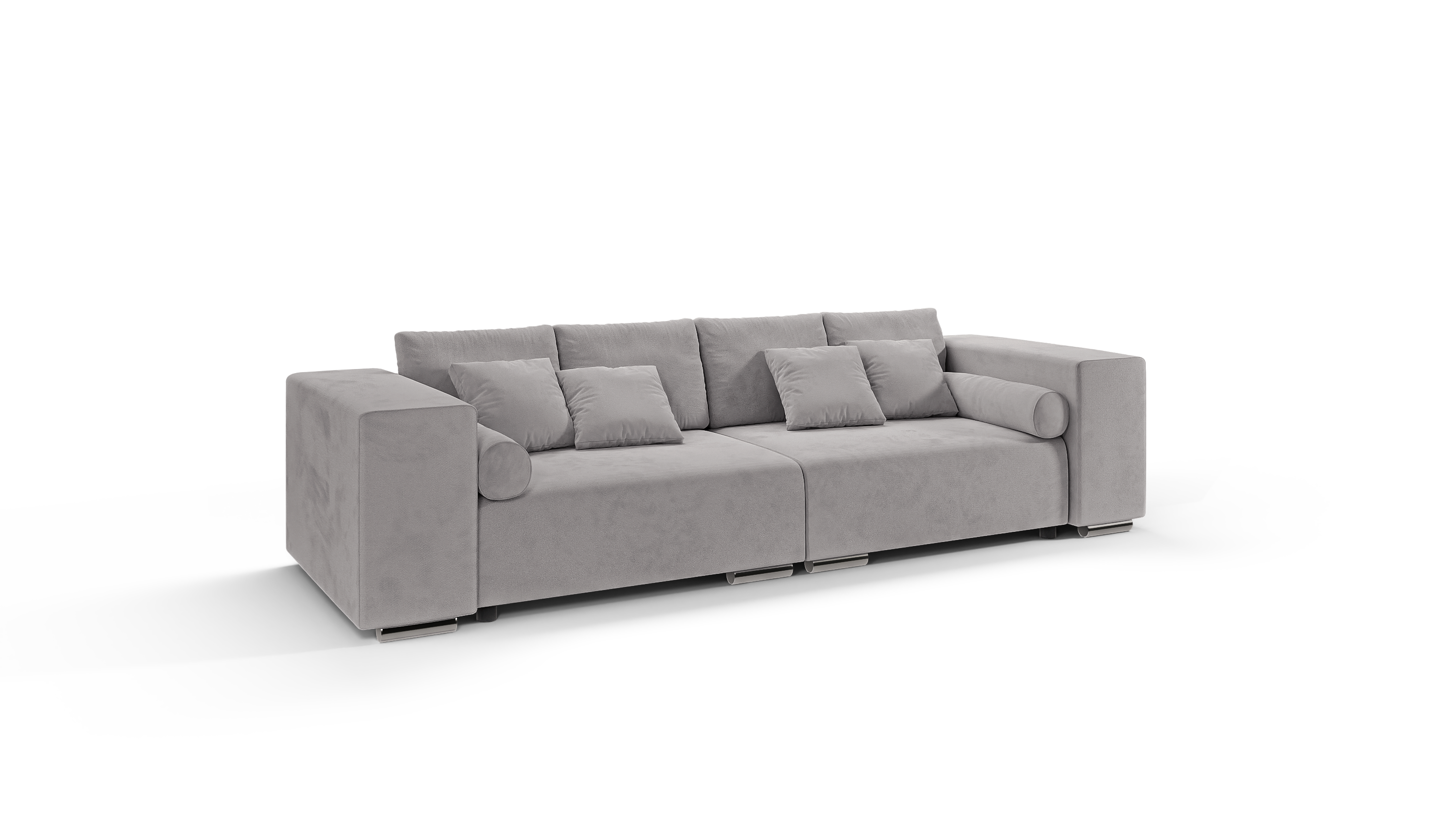 BIGSOFA Kami Microfaser Silber - Silberfarben/Schwarz, Kunststoff/Textil (290/80/110cm) - S-Style