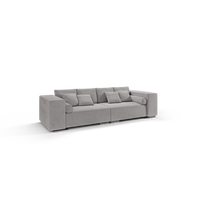 BIGSOFA Kami Microfaser Silber - Silberfarben/Schwarz, Kunststoff/Textil (290/80/110cm) - S-Style