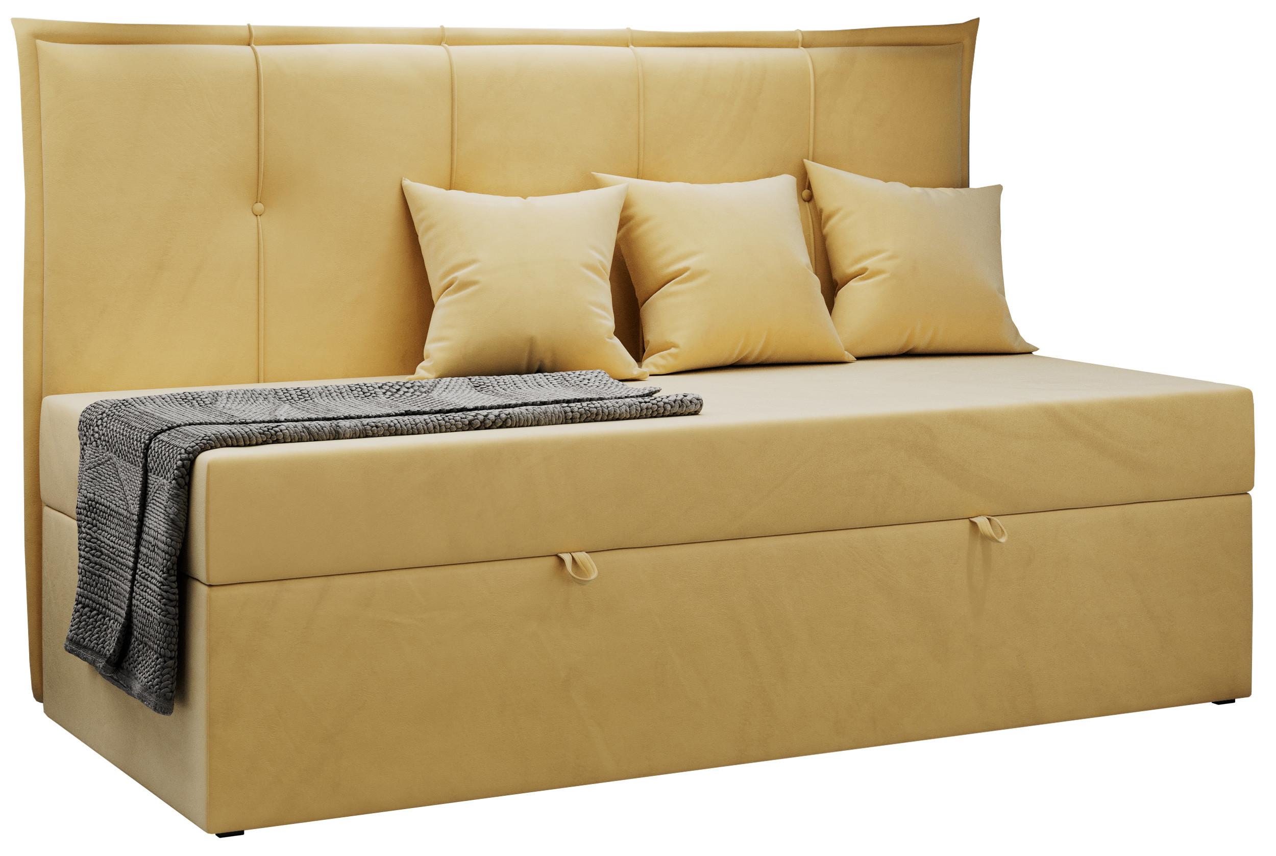 BOXBETT BANCO 90/200 Gelb Velvet - H3 - Gelb, Holz/Textil (90/200cm) - MKS