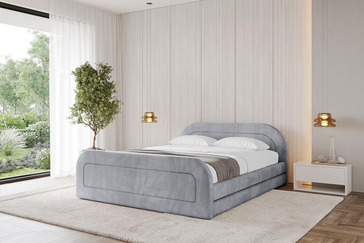 POLSTERBETT mit Bettkasten, Fußteil und Lattenrost, Boxbett ohne Matratze - LERIS-v1-Z 180x200 Hellgrau - Hellgrau, Holzwerkstoff/Textil (180/200cm) - ALTDECOR