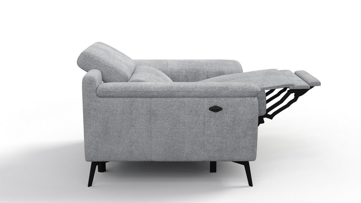 SESSEL FIERO mit Relaxfunktion, silberfarben - Silberfarben/Schwarz, Holzwerkstoff/Textil (114/82/103cm) - Wozimo