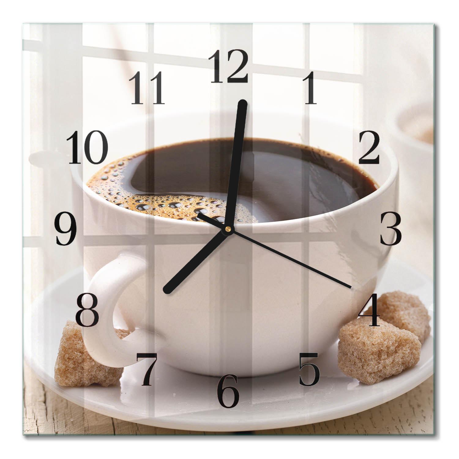 WANDUHR aus Glas 30x30 cm - Kaffee - Braun, Glas (30/30/0.4cm) - TULUP