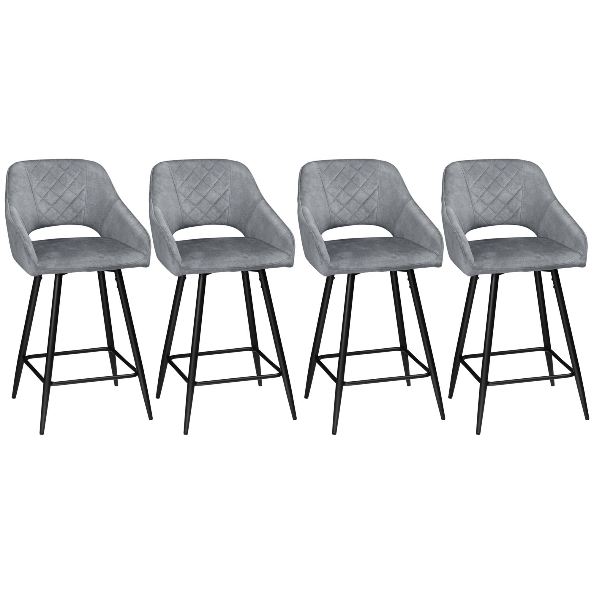 BARHOCKER 4ER-SET aus Polyester Grau - Grau, Textil (53/94/50cm) - HOMCOM