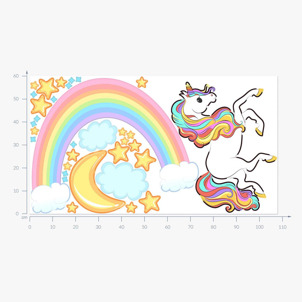 WANDAUFKLEBER 60x108cm - Regenbogenträume - Multicolor, Kunststoff (60/108/0.1cm) - Wallfluent