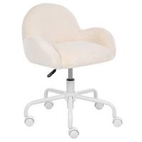 SCHREIBTISCHSTUHL Webpelz Cremeweiß Jubbi - Creme, Textil/Metall (60/65/60cm) - Beliani