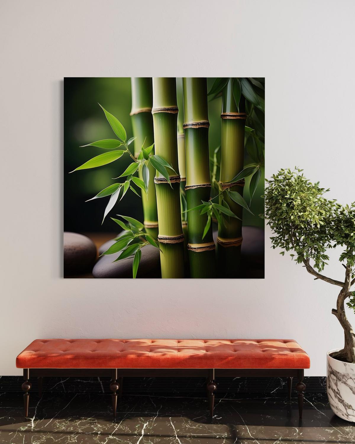 WANDBILD orientalischer zen bambus - Grün, Textil (40/40cm) - Feeby