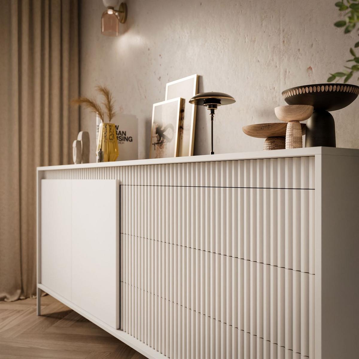 SIDEBOARD YASUMI 187 2D3S mit Schubladen - Beige, Holzwerkstoff (187.1/81.4/39.5cm) - Lookway