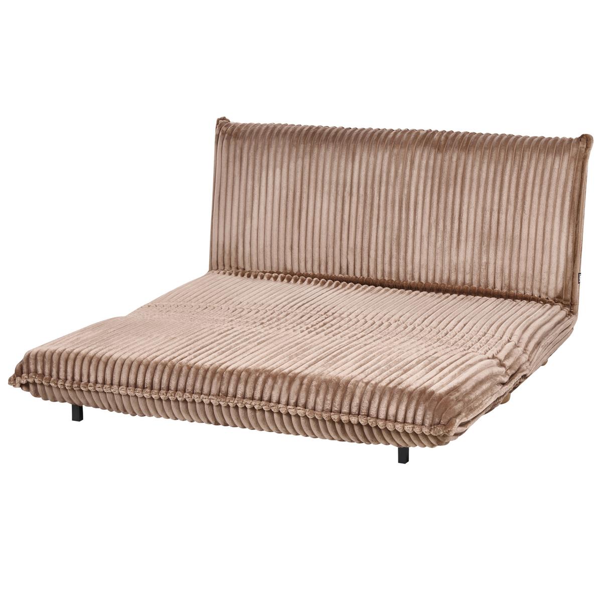 SCHLAFSOFA 2-Sitzer Cord Hellbraun Abisko - Hellbraun/Schwarz, Textil (140/80/82cm) - Beliani