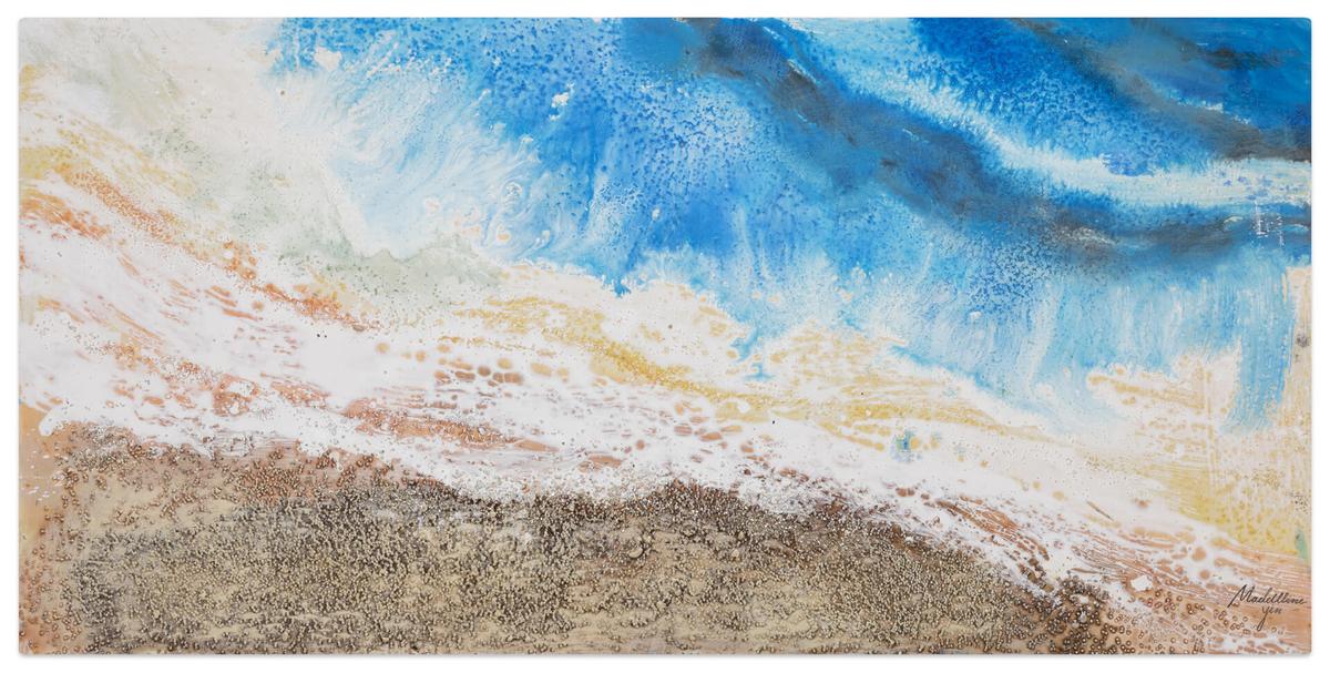 ACRYLBILD HANDGEMALT 120/60 cm - Blau/Braun, Holz/Textil (120/60cm) - KUNSTLOFT