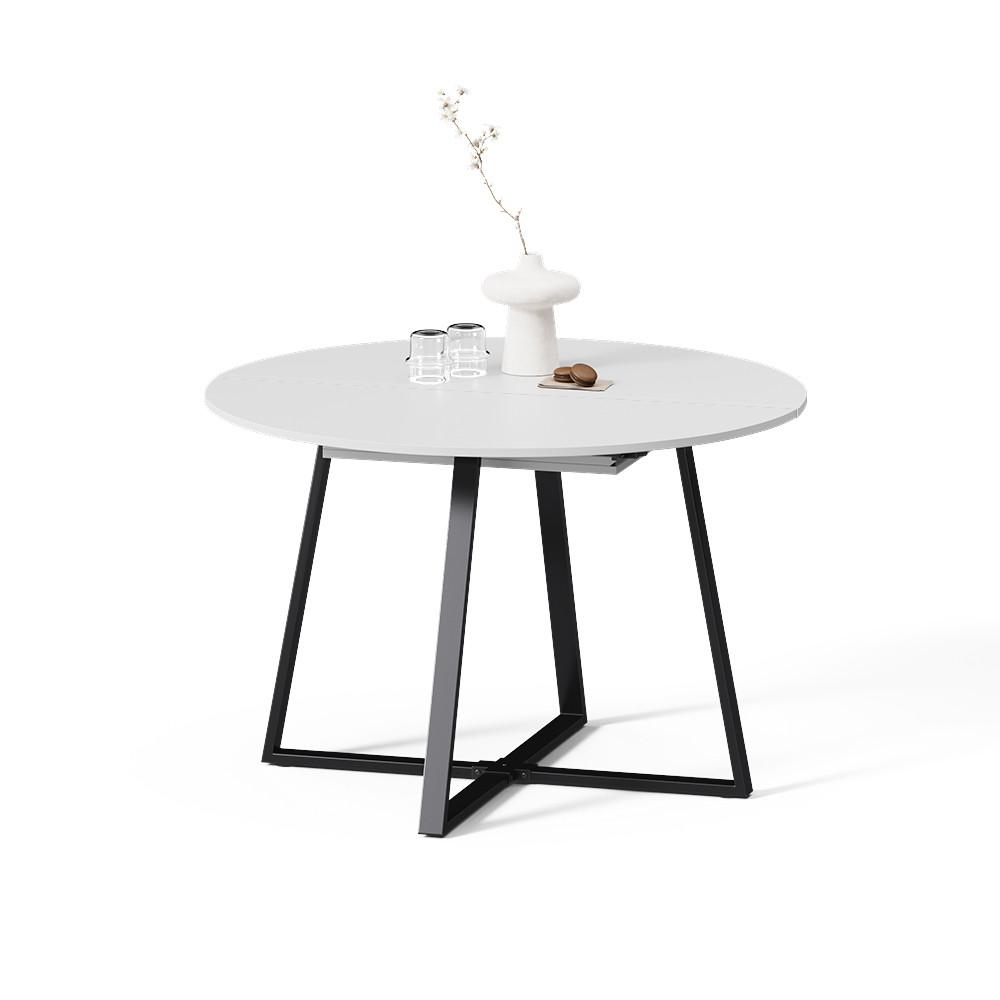 ESSTISCH Firenze Weiß/Schwarz 120 x 120 cm ausziehbar - Schwarz/Weiß, Holzwerkstoff (120/120/75.8cm) - Livinity®