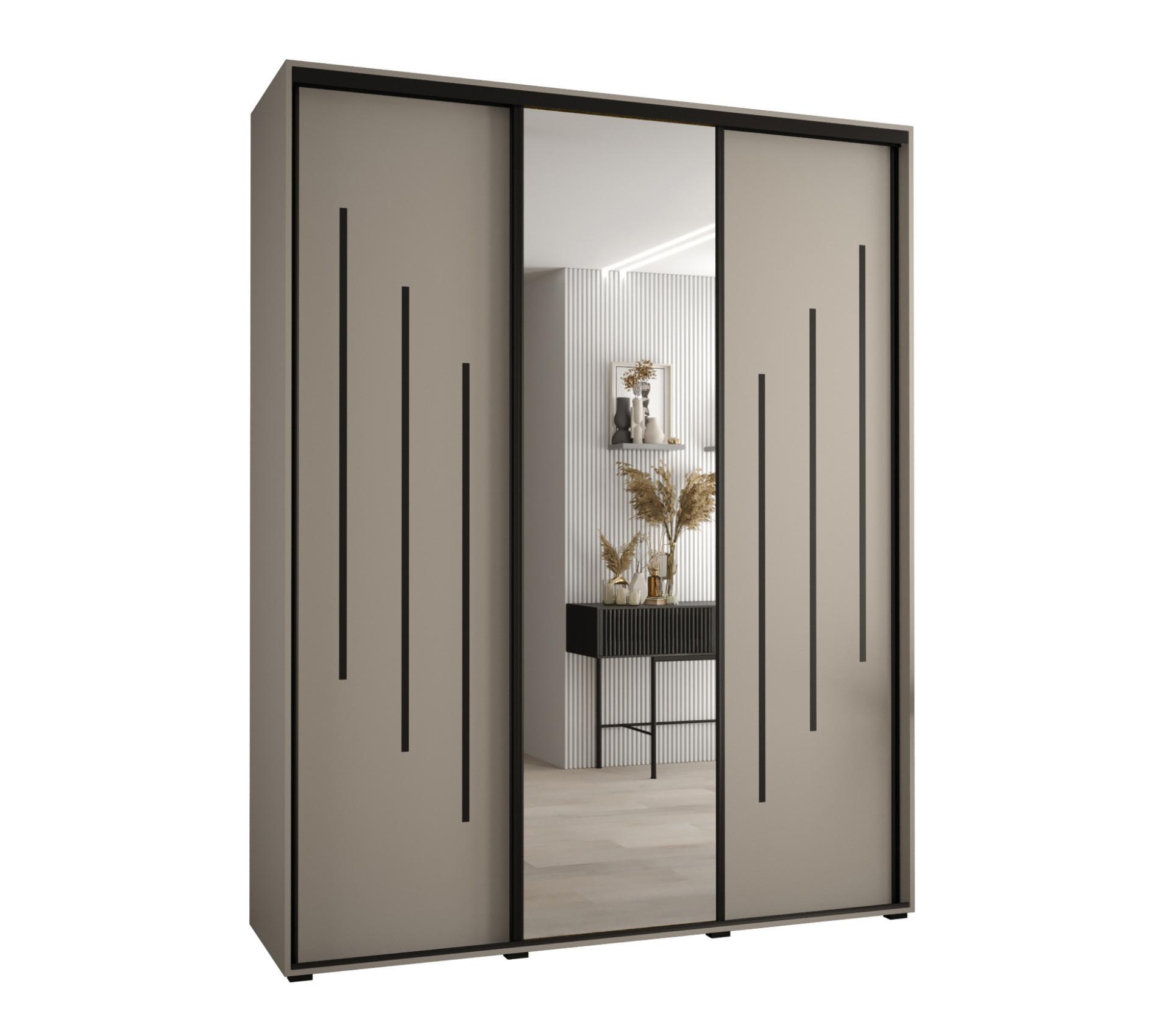 SCHWEBETÜRENSCHRANK 235,2/200/45 2-türig - Kaschmir/Schwarz, Holz/Metall (200/235.2/45cm) - MÖBEL KRYSPOL