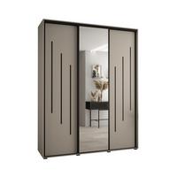 SCHWEBETÜRENSCHRANK 235,2/200/45 2-türig - Kaschmir/Schwarz, Holz/Metall (200/235.2/45cm) - MÖBEL KRYSPOL