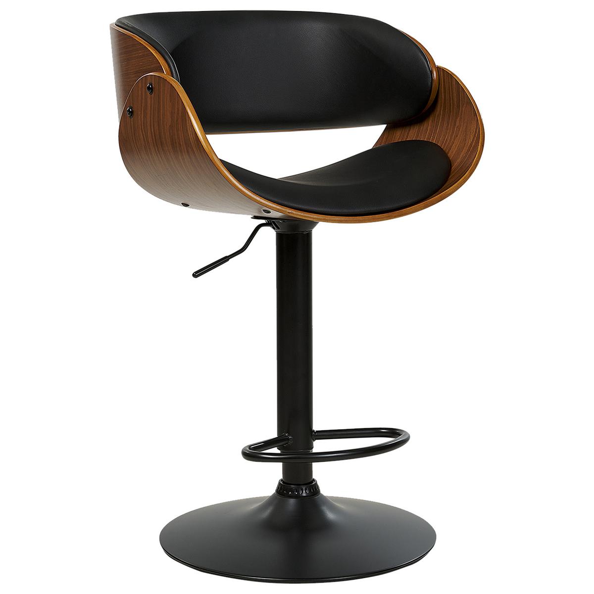 BARSTUHL 2er-Set Kunstleder drehbar SchwarzBaku II - Schwarz, Kunststoff (53/85/45cm) - Beliani