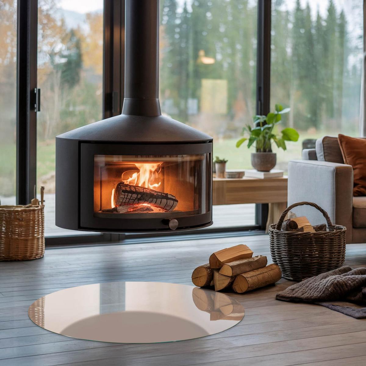 GLASPLATTE für Kamin Ø 80 cm - Orange, Glas (80/80/0.4cm) - TULUP