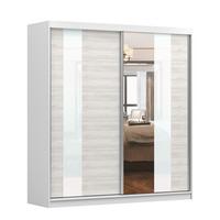 SCHWEBETÜRENSCHRANK Multi 32 Weiß/Kathult Weiß, ohne LED Beleuchtung 203 cm - Alufarben/Weiß, Holzwerkstoff/Metall (203/218/61cm)