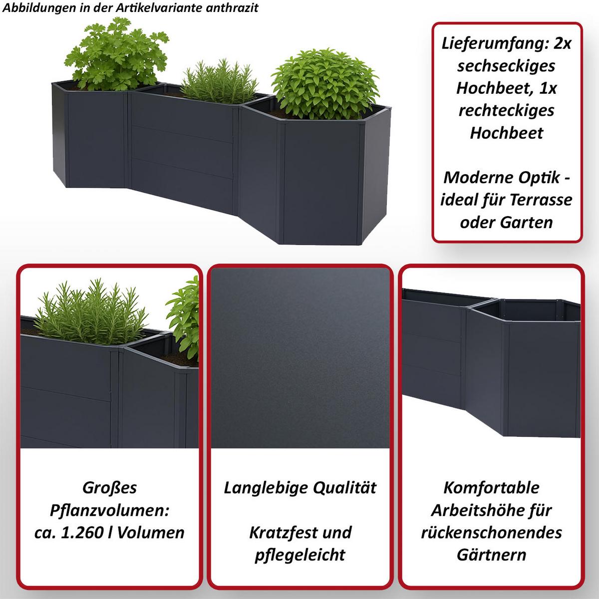 HOCHBEET Grau - Grau, Metall (286/77/88cm) - MCW