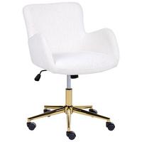 SCHREIBTISCHSTUHL Chenillegewebe Cremeweiß Misorela - Creme, Textil (60/80/60cm) - Beliani