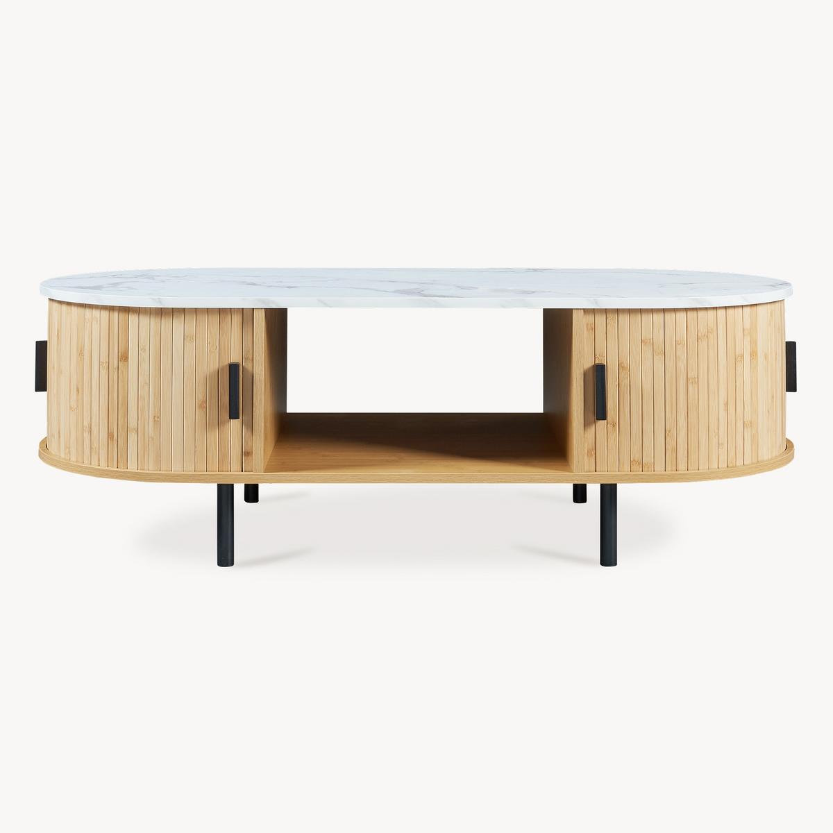 COUCHTISCH Tvedestrand 120/55/40 cm - Weiß/Naturfarben, Holzwerkstoff/Metall (55/120/40cm) - [en.casa]