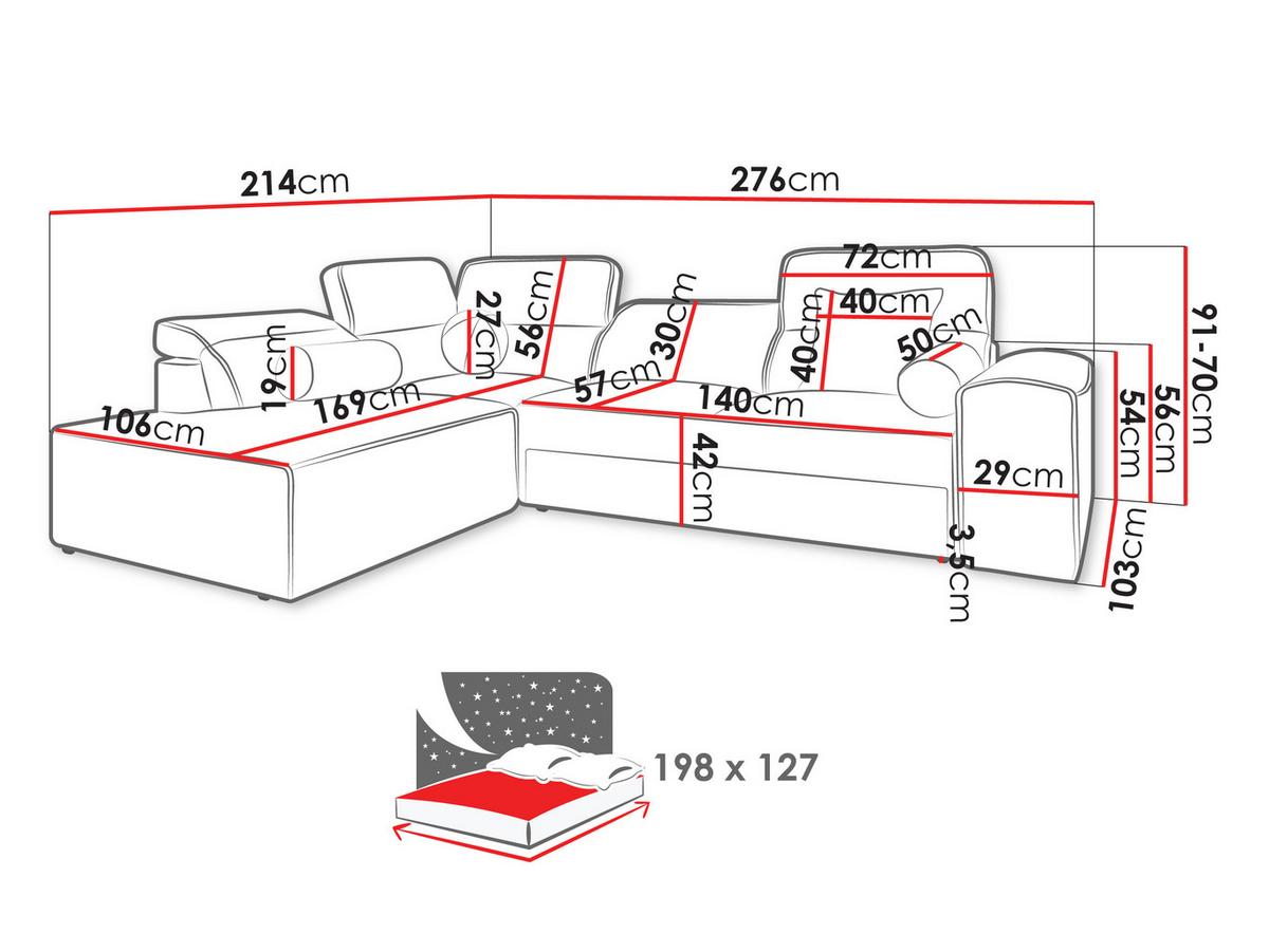 ECKSCHLAFSOFA Vito VII, Seite: Rechts - Dunkelgrau, Holz/Textil (276/214cm) - MIRJAN24