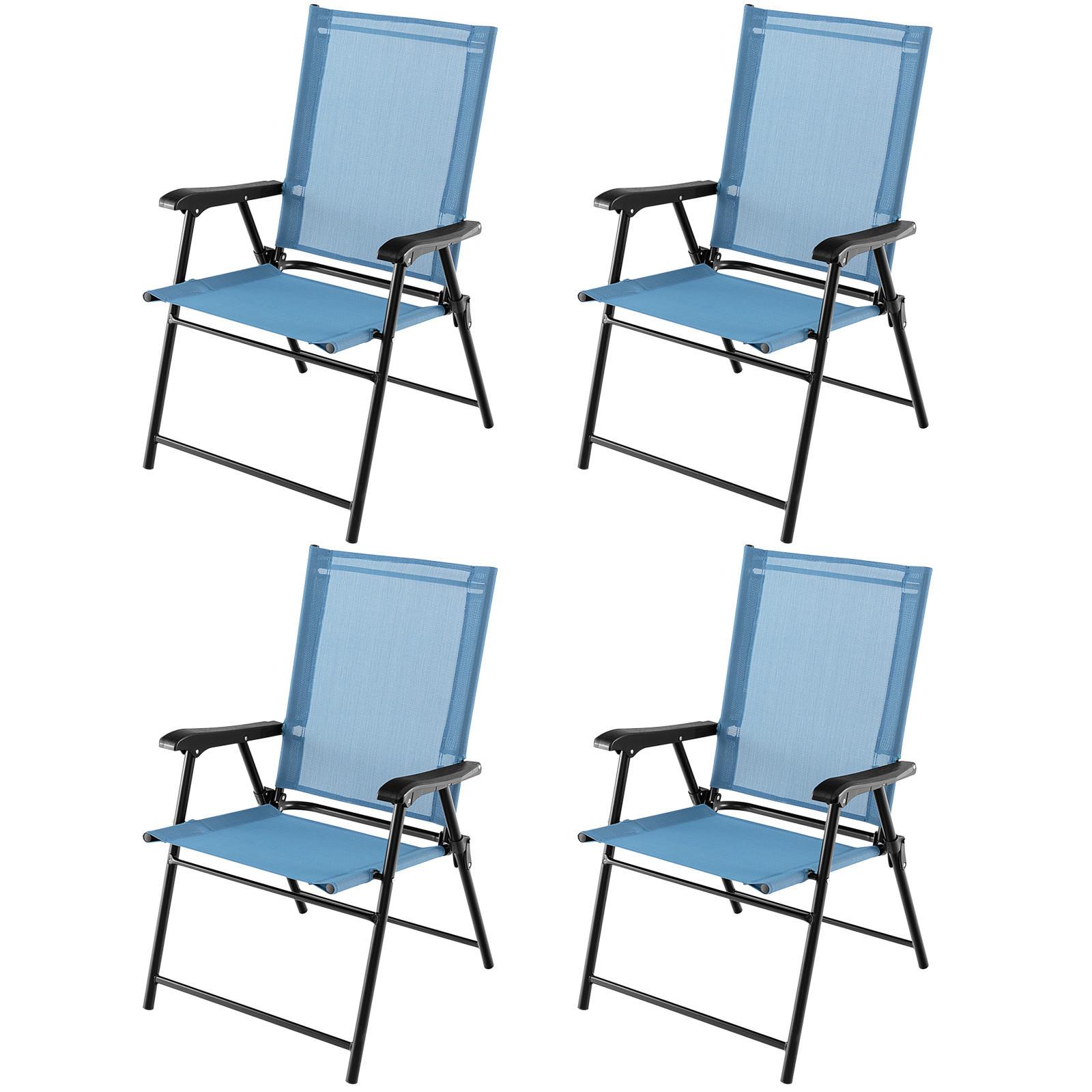 TERRASSENSTUHL Blau (4-teilig) - Blau, Metall (65/93/60cm) - COSTWAY